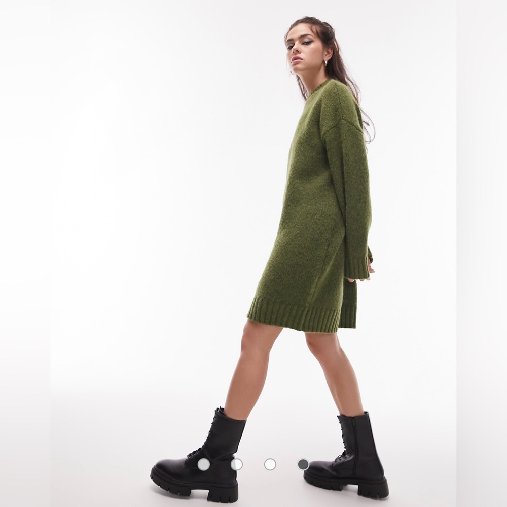 Topshop Green Sweater Dress